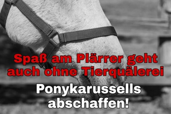 E•A Mahnwache gegen Tierausbeutung im Ponykarussell am Plärrer